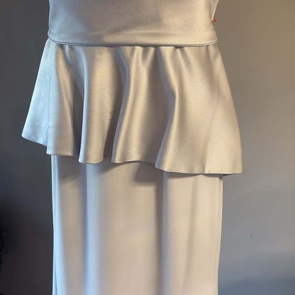 White label Vera Wang Strapless peplum Silver Gown bridesmaid formal wedding 0 - Picture 5 of 15